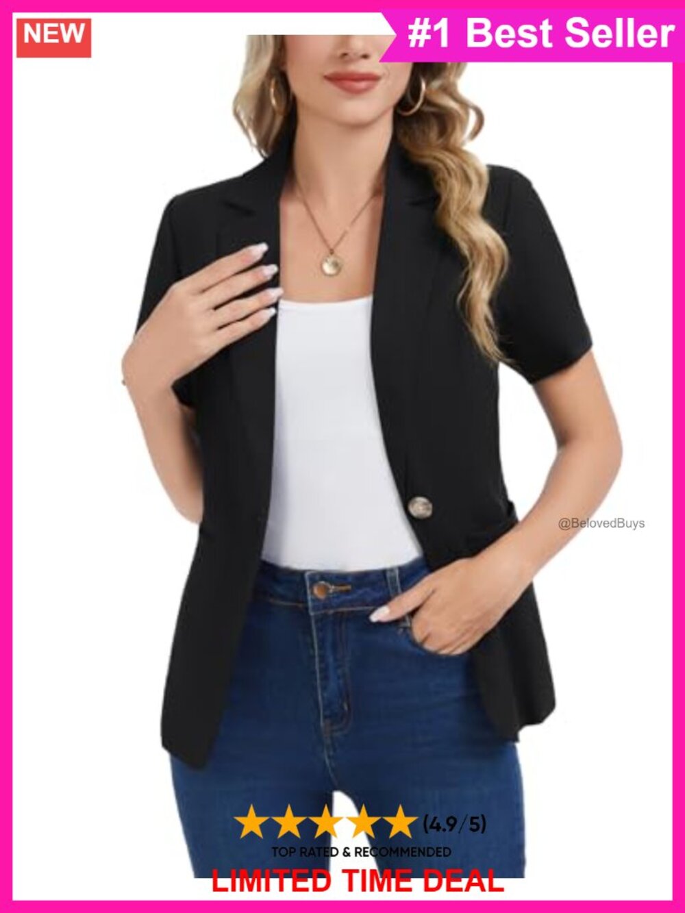 Cotton Linen Blazer Short Sleeve Notch Collar Business Casual Jacket